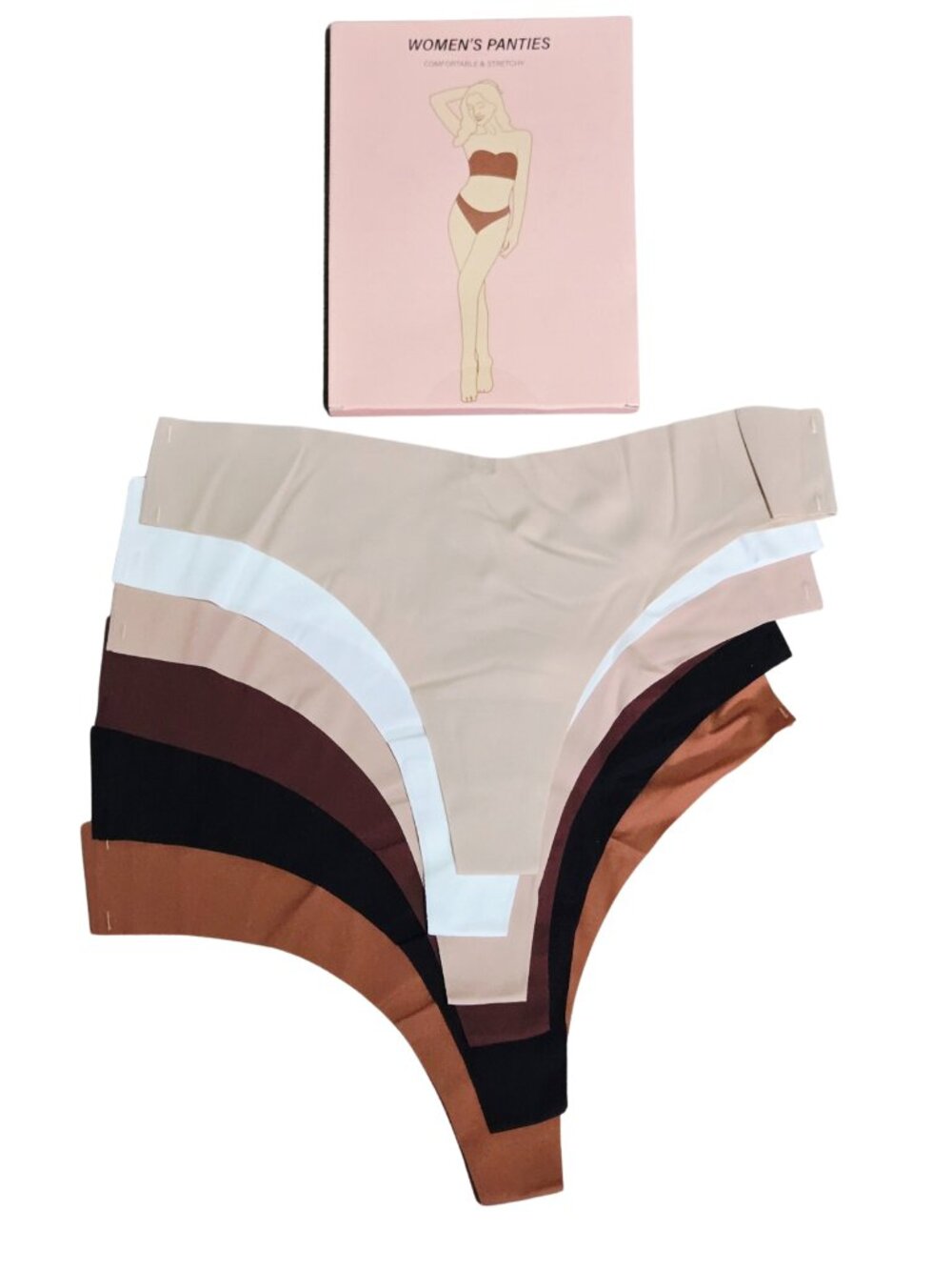 NIB | 6-Pack Seamless Thong Underwear | No-Show Invisible | Neutrals Size Large